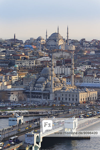 Turkey  Istanbul  View from Galata-Tower to Galata bridge and New Mosque