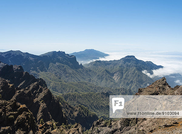 View across the countryside  Caldera de Taburiente National Park  La Palma  Canary Islands  Spain