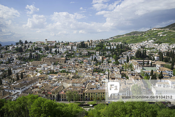 Palast Schloß Schlösser Ansicht Andalusien Granada Spanien