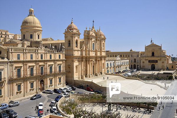 The baroque Noto Cathedral or Church of San Nicolò  Noto  Province of Syracuse  Sicily  Italy