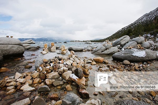 Rocky beach  Lake Tahoe  California  USA