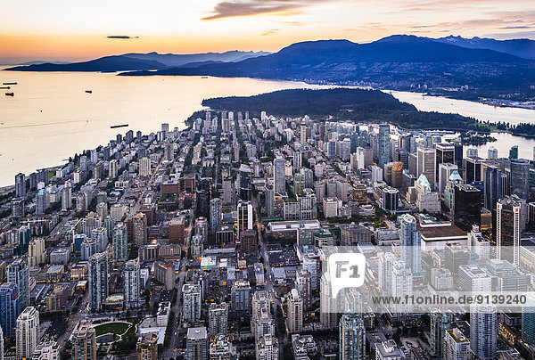 Aerial view over Vancouver  British Columbia