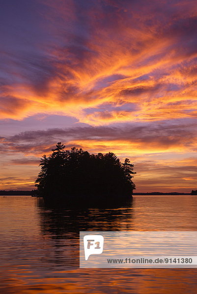 Sunset on Lake Muskoka with Treasure Island from Muskoka Beach Park  Ontario