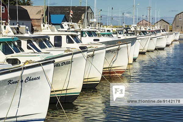 Fishing boats docked at Malpeque Harbour  Prince Edward Island  Canada