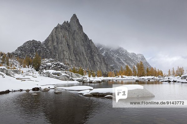 Gnome Tarn and Prusik Peak  Enchantments Basin  Alpine Lakes Wilderness  Washington State  United States of America
