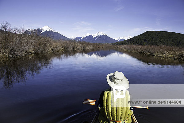 Canoeing  Bowron River Marsh  Bowron Lake Provincial Park  British Columbia  Canada