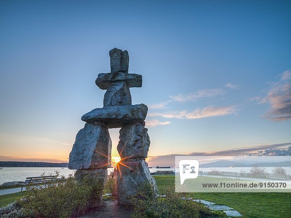 Inukshuk  English Bay  Vancouver B.C. Canada.