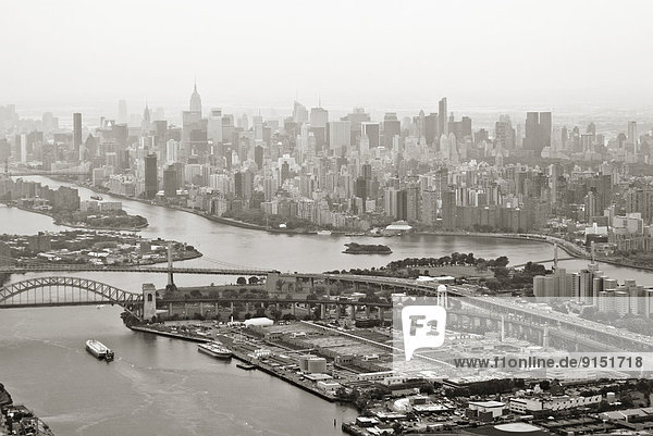 New York City skyline  aerial view across East River