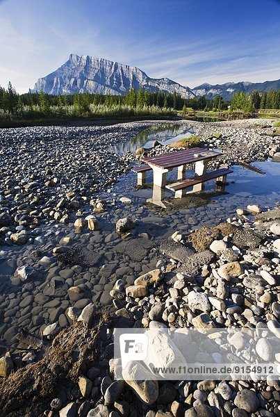 Flood damage at Cascade Pond picnic area  Banff National Park  Alberta  Canada.