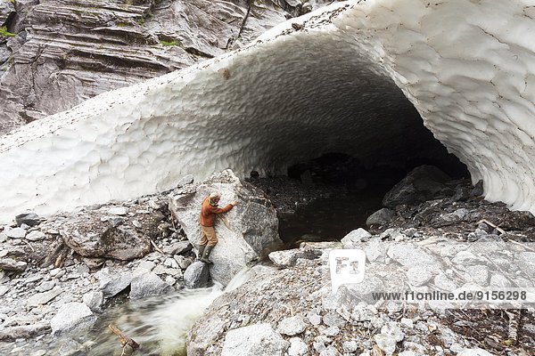 Führung  Anleitung führen  führt  führend  spät  Eis  schmelzen  Höhle  British Columbia  Kanada  Great Bear Rainforest  Meeresarm  Jahreszeit