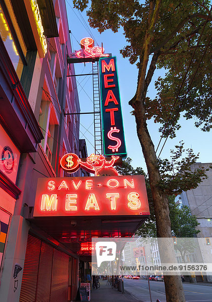 Save On Meats sign  Vancouver  British Columbia  Canada