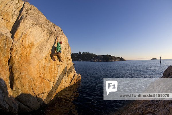Rock climbing at Whytecliff Park  West Vancouver  British Columbia  Canada