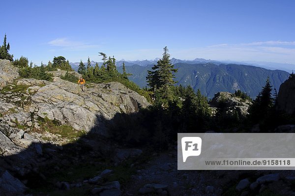 Trail running on Mount Seymour. North Vancouver  British Columbia  Canada