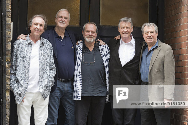 Eric Idle  John Cleese  Terry Gilliam  Michael Palin and Terry Jones  the five members of Monty Python  pose at a photocall London  England  United Kingdom