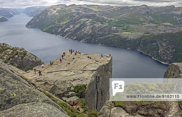 Preikestolen  Pulpit Rock at Lysefjord  Rogaland province  Vestland or Western Norway  Norway