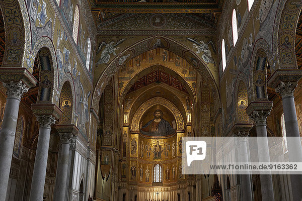 Kathedrale Santa Maria Nuova  mit byzantinischen Goldgrund-Mosaiken  Monreale  Provinz Palermo  Sizilien  Italien