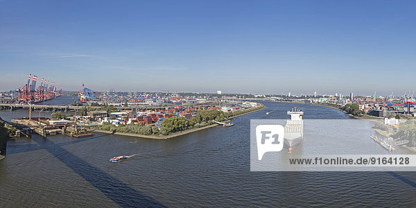 View from the Köhlbrand Bridge onto the Port of Hamburg Hamburg Germany