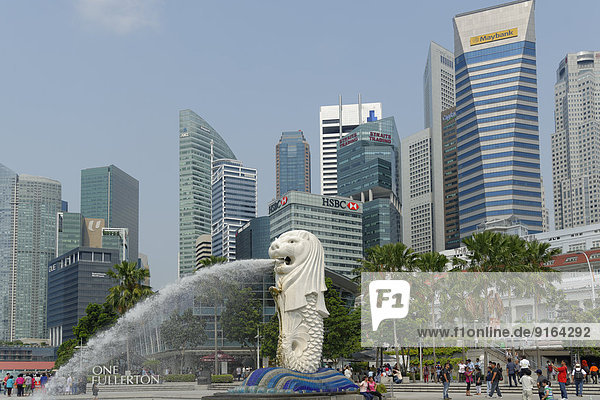 Hochhäuser  Merlion  Raffles Place  Singapur