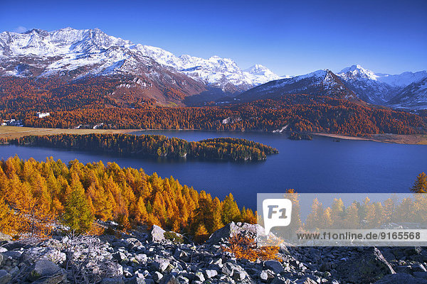 Berglandschaft mit Silsersee, Oberengadin, Schweiz