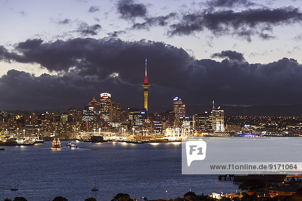New Zealand  view to Auckland at evening twilight