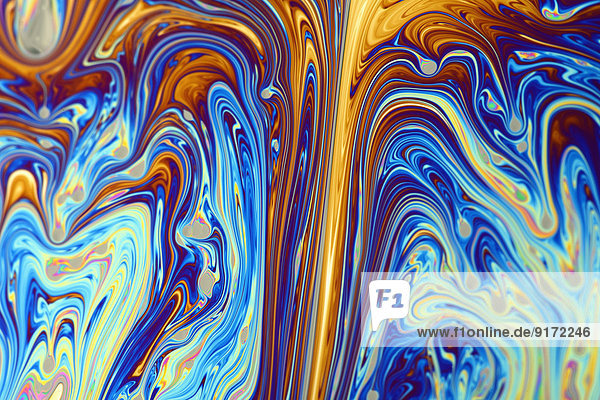 Light interference patterns on soap film