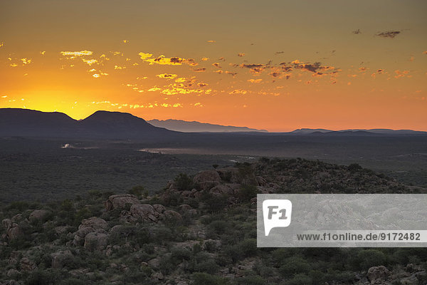 Africa  Namibia  sunset at Erongo mountains