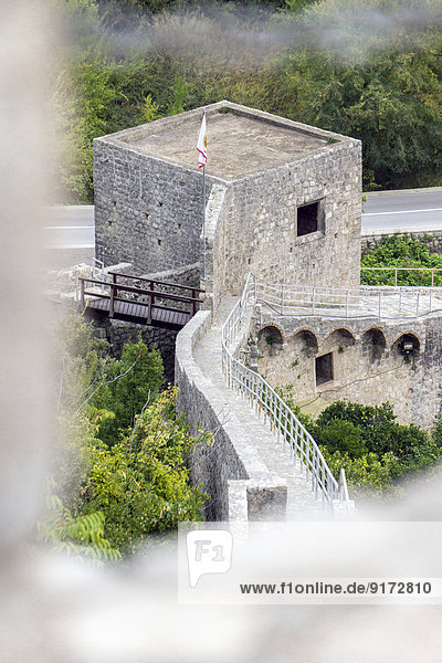 Croatia  Peljesac  Ston  Part of the city wall with defense tower