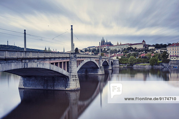 czech republic  Prague  Bridge and Prague Castle in the background