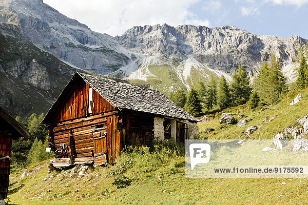 Austria  Lungau  wooden hut and mountains