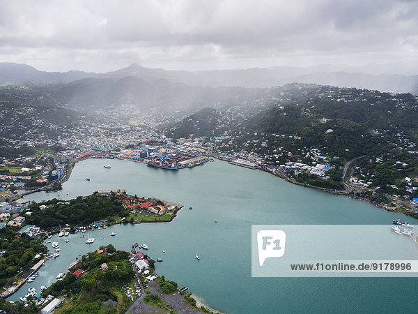 Karibik  St. Lucia  Luftaufnahme von Castries
