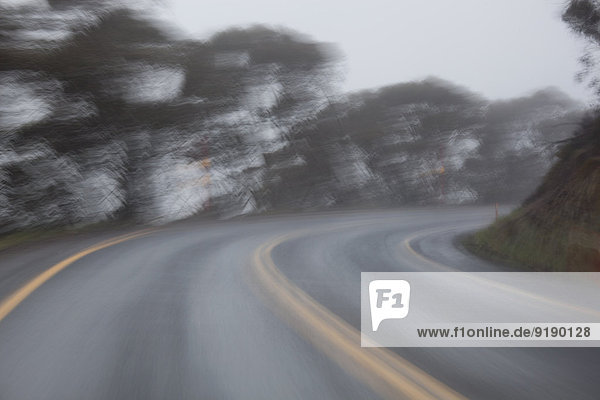 Blurred motion of empty road