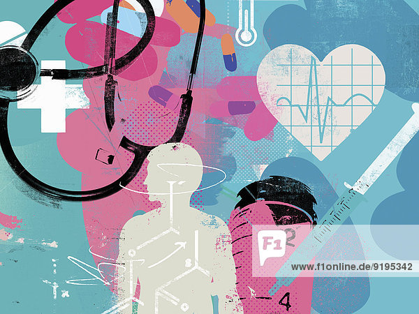 Collage zu Gesundheitspflege und Medizin