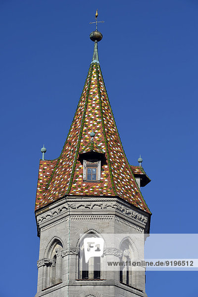 St. Johanniskirche mit Glockenturm Johannisturm,  Romanik,  Schwäbisch Gmünd,  Baden-Württemberg,  Deutschland