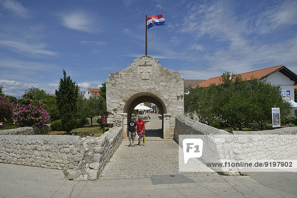Historic city gate  Nin  Zadar County  Croatia