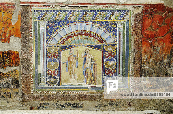 Neptune and Amphitrite  mosaic  Casa di Nettuno e Anfitrite  House of Neptune and Amphitrite  archaeological site  Herculaneum  Ercolano  Naples  Campania  Italy