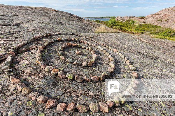 Felsbrocken klein Kunst Insel Geographie Finnischer Lapphund Finnland Granit Rose schwedisch