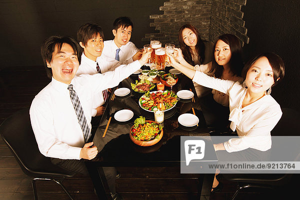Japanese business people dining out