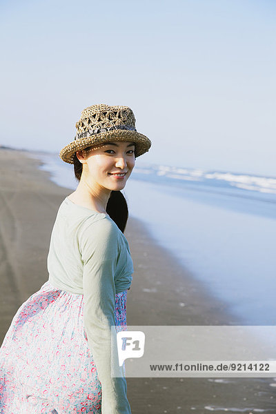 Japanese woman at the beach