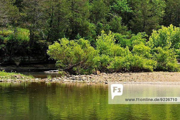 Vereinigte Staaten von Amerika USA niedrig Wasser Sommer Campingplatz Fluss Kanu Büffel Arkansas