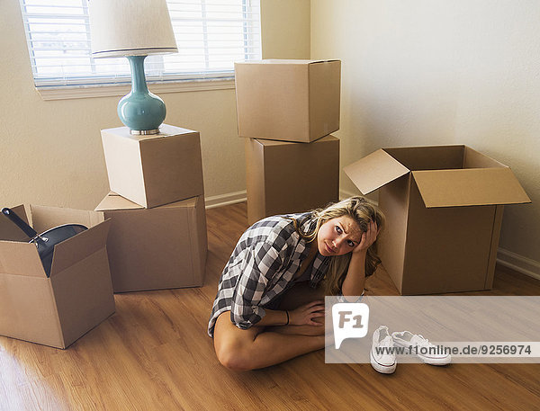 Young woman in new house
