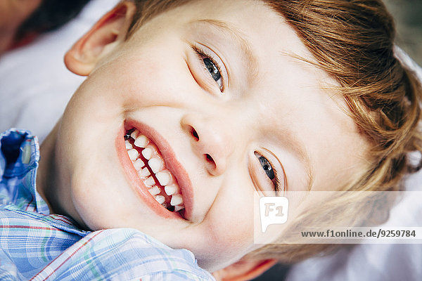 Close up of boy's smiling face