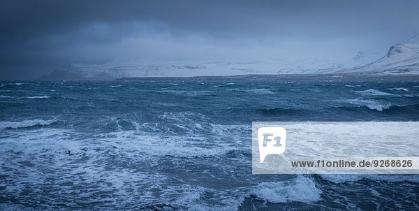 Wintersturm auf See  Olafsvik  Snaefellsnes  Island