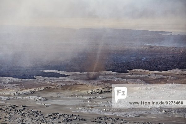 Vulkan Bardarbunga,  Sandsturm am Lavafeld Holuhraun am 02.09.2014,  Island