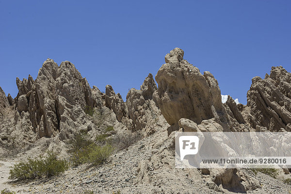 Geologic formations of a dry lake bed in the Monument Natural Angastaco  Salta  Argentina