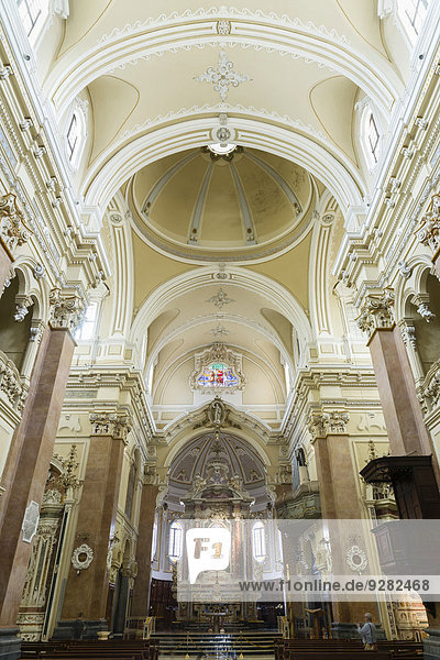 Nave  crossing or intersection  choir  cathedral  Collegiate Church of San Martino  Baroque style  Martina Franca  Apulia  Italy