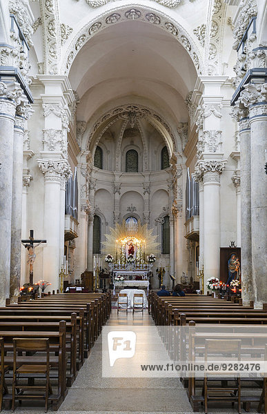 Nave  choir  apse  Baroque of Lecce  also Baroque of Salento  Santa Croce Church  Lecce  Apulia  Italy