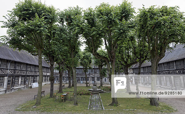 Mittelalterlicher Pestfriedhof  Aître de Saint-Maclou  Rouen  Seine-Maritime  Haute-Normandie  Frankreich