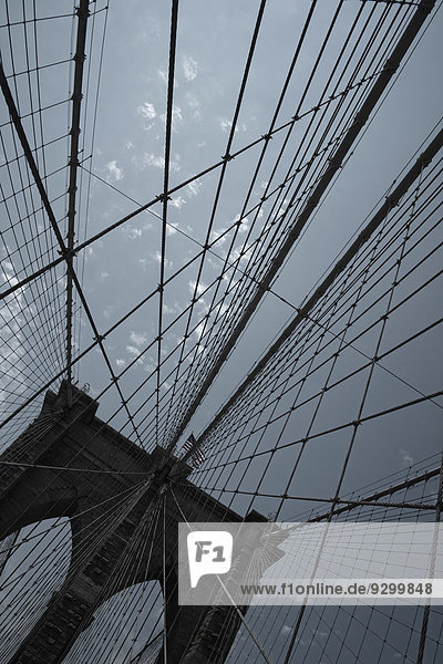 Muster der Stahlseile der Brooklyn Bridge,  New York,  USA