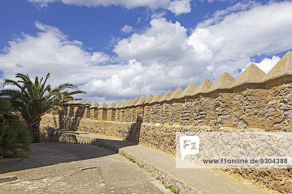 Defensive walls of the castle  Arta  Majorca  Balearic Islands  Spain