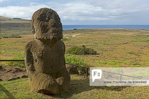 Osterinsel Rapa Nui Stein Skulptur Ozean frontal Pazifischer Ozean Pazifik Stiller Ozean Großer Ozean Chile